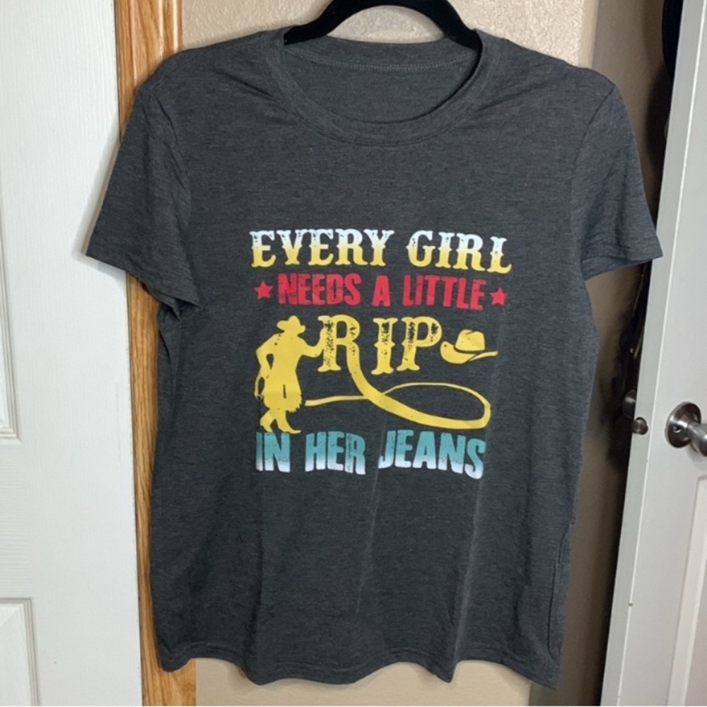 WESTERN Yellowstone Rip Dark Grey Graphic Tee Shirt